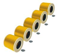 vhbw 5x filtre plissé compatible avec Kärcher A 2003, A 2004, A 2024 pt, A 2054 Me, A 2101, A 2204, A 2204 AF, A 2206 X aspirateur - jaune