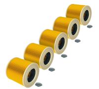 vhbw 5x filtre plissé compatible avec Kärcher WD 3.5 P Premium, WD 3.320 M, WD 3.600 MP aspirateur - jaune