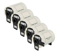 vhbw 5x Rouleau d'étiquettes + support 102mm x 152mm (200 étiquettes) remplacement pour Brother DK-11241 pour étiqueteuse - standard blanc