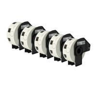 vhbw 5x Rouleau d'étiquettes + support 24mm (1000 étiquettes) remplacement pour Brother DK-11218 pour étiqueteuse - premium blanc