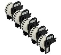 vhbw 5x Rouleau d'étiquettes + support 29mm x 15,24m (1 étiquette) compatible avec Brother PT QL-580N, QL-570, QL650TD étiqueteuse blanc