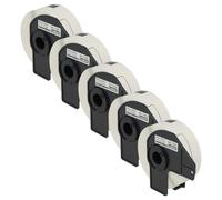 vhbw 5x Rouleau d'étiquettes + support 29mm x 90mm (400 étiquettes) compatible avec Brother PT QL-650, QL650TD, QL-700 étiqueteuse blanc