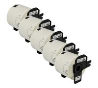 vhbw 5x Rouleau d'étiquettes + support 62mm x 100mm (300 étiquettes) compatible avec Brother PT QL500BW, QL-550, QL-560 étiqueteuse blanc