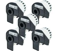 vhbw 5x Rouleau d'étiquettes + support 62mm x 15,24m (1 étiquette) compatible avec Brother PT QL560VP étiqueteuse - premium jaune