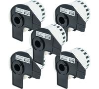 vhbw 5x Rouleau d'étiquettes + support 62mm x 15,24m (1 étiquette) remplacement pour Brother DK-22606 pour étiqueteuse - premium jaune