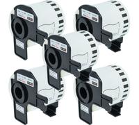 vhbw 5x Rouleau d'étiquettes + support 62mm x 15,24m compatible avec Brother QL-820NWB, QL-800, QL-810W étiqueteuse