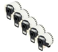 vhbw 5x Rouleau d'étiquettes + support 62mm x 30,48m (1 étiquette) remplacement pour Brother DK-22205 pour étiqueteuse