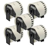 vhbw 5x Rouleau d'étiquettes + support 62mm x 30,48m compatible avec Brother P-Touch QL-710W, QL-700 étiqueteuse - autocollant détachable