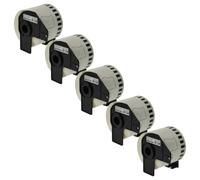 vhbw 5x Rouleau étiquettes + support remplacement pour Brother DK-22205 | pour étiqueteuse - 62mm x 30,48m premium blanc
