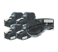 vhbw 5x Rubans compatible avec Brady BMP21-LAB, BMP21-PLUS, ID PAL, BMP21, LABPAL imprimante d'étiquettes 6,35mm Noir sur Blanc, polyester