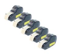 vhbw 5x Rubans compatible avec Brady BMP21-LAB, IDPAL, LABPAL, BMP21 Plus imprimante d'étiquettes 6,4m x 19,05mm Noir sur Jaune, plastique