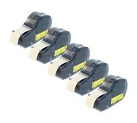vhbw 5x Rubans compatible avec Brady M210, M210-LAB, M211 imprimante d'étiquettes 6,4m x 19,05mm Noir sur Jaune, plastique