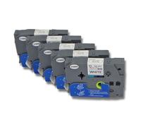 vhbw 5x Rubans compatible avec Brother GL H105, 100, 200, H100 imprimante d'étiquettes 8m x 12mm Noir sur Blanc