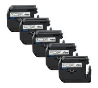 vhbw 5x Rubans compatible avec Brother P-Touch 70HK, 70BM, 70SP, 70BMH, 70HOL, 70BBVP, 70HOT imprimante d'étiquettes 9mm Noir sur Blanc