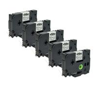 vhbw 5x Rubans compatible avec Brother P-Touch PT-9500PC imprimante d'étiquettes 1,5m x 5,8mm Noir sur Blanc, cassette de gaine thermorétractable