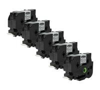 vhbw 5x Rubans compatible avec Brother P-Touch PT-E300VP imprimante d'étiquettes 1,5m x 23,6mm Noir sur Blanc, cassette de gaine thermorétractable