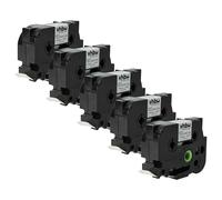 vhbw 5x Rubans compatible avec Brother P-Touch PT-H300 imprimante d'étiquettes 1,5m x 23,6mm Noir sur Blanc, cassette de gaine thermorétractable