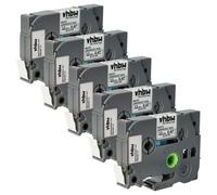 vhbw 5x Rubans compatible avec Brother PT D200SN, D201, D201CS, D200SA, D200VP imprimante d'étiquettes 4m x 12mm Noir sur Blanc, laminée