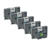 vhbw 5x Rubans compatible avec Brother PT D210, D210BK, D210VP, D201CS, D215e, D202 imprimante d'étiquettes 8m x 12mm Noir sur Transparent