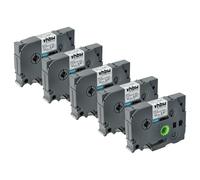 vhbw 5x Rubans compatible avec Brother PT D210, D210BK, D400, D210VP, D215e imprimante d'étiquettes 8m x 12mm Noir sur Blanc, flexible