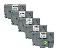 vhbw 5x Rubans compatible avec Brother PT D600, D600VP, D450, D450VP, H100LB, E100, E100VP imprimante d'étiquettes 8m x 9mm Noir sur Blanc
