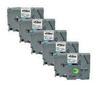 vhbw 5x Rubans compatible avec Brother PT E110, E100B, E300, E115, E105, E200, E100VP imprimante d'étiquettes 8m x 12mm Noir sur Blanc