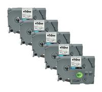 vhbw 5x Rubans compatible avec Brother PT H101C, H101GB, H107B, H101, H101TB, H105, H105VP imprimante d'étiquettes 8m x 12mm Noir sur Blanc