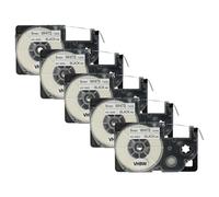 vhbw 5x Rubans compatible avec Casio KL-200, KL-130, KL-100E, KL-120, KL-1500, CW-L300 imprimante d'étiquettes 8m x 9mm Noir sur Blanc