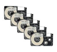vhbw 5x Rubans compatible avec Casio KL-750E, KL-780, KL-8100, KL-820, KL-8200, KL-C500, KL-G2 imprimante d'étiquettes 18mm Noir sur Blanc