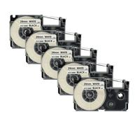 vhbw 5x Rubans compatible avec Casio KL-C500 imprimante d'étiquettes 8m x 24mm Noir sur Blanc