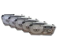 vhbw 5x Rubans compatible avec Casio KL-G2, KL-750E, KL-780, KL-820, KL-8100, KL-8200, KL-C500 imprimante d'étiquettes 6mm Noir sur Blanc