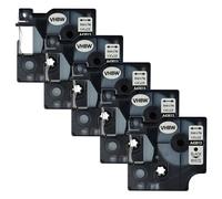 vhbw 5x Rubans compatible avec Dymo LabelManager 210D, 200, 220P, 260P, 150, 100 Plus, 160 imprimante d'étiquettes 7m x 6mm Noir sur Blanc