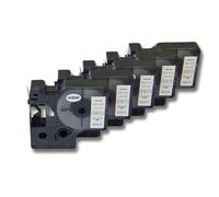 vhbw 5x Rubans compatible avec Dymo LabelWriter Duo 400, Duo, Duo 450 imprimante d'étiquettes 7m x 6mm Noir sur Blanc