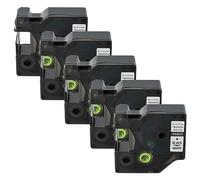 vhbw 5x Rubans compatible avec Dymo LM640, 5000, 2000, 5500 imprimante d'étiquettes 7m x 19mm Noir sur Blanc, plastique
