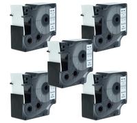 vhbw 5x Rubans compatible avec Dymo Rhino 6000, 5000, 5200, 4200, 3000, 1000 imprimante d'étiquettes 5,5m x 24mm Noir sur Blanc, Vinyle