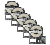 vhbw 5 x Cassettes à ruban 6mm pour Epson LabelWorks LW-700, LW-300, LW-400, LW-500, LW-900P. Remplace: LC-2WBN, SS6KW.