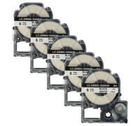 vhbw 5x Rubans compatible avec KingJim SR-PBW1, SR-RK1, SR750, SR950 imprimante d'étiquettes 8m x 6mm Noir sur Blanc