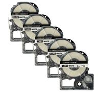 vhbw 5x Rubans compatible avec KingJim SR-PBW1, SR-RK1, SR750, SR950 imprimante d'étiquettes 8m x 9mm Noir sur Blanc