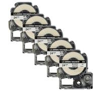 vhbw 5x Rubans compatible avec KingJim SR150, SR3700P, SR330, SR300TF, SR180, SR230C imprimante d'étiquettes 8m x 24mm Noir sur Blanc