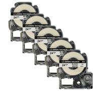 vhbw 5x Rubans compatible avec KingJim SR530, SR550, SR3900C, SR530C, SR3900P, SR40 imprimante d'étiquettes 8m x 24mm Noir sur Blanc