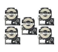 vhbw 5x Rubans compatible avec KingJim SR530, SR550, SR3900C, SR530C, SR3900P, SR40 imprimante d'étiquettes 8m x 12mm Noir sur Blanc