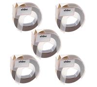 vhbw 5x Rubans de marquage 3D compatible avec Motex 5500A, 5500B imprimante d'étiquettes 9mm Blanc sur Or