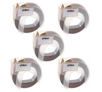 vhbw 5x Rubans de marquage 3D compatible avec Motex 5500B, 5500A imprimante d'étiquettes 3m x 9mm Blanc sur Or