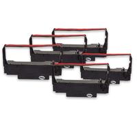 vhbw 5x rubans encreurs impr. matricielle, noir / rouge compatible avec Epson TM-U325, TM-U370, TM-U375 Remplace ERC-38 B/R, ERC-30, ERC-34