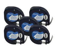 vhbw 5x Rubans plastique remplacement pour Dymo S0721660, 91221 pour imprimante d'étiquettes 12mm Noir sur Blanc, plastique