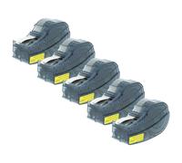 vhbw 5x Rubans remplacement pour Brady M21-375-595-YL pour imprimante d'étiquettes 6,4m x 9,53mm Noir sur Jaune, plastique, Vinyle