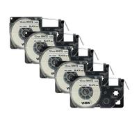 vhbw 5x Rubans remplacement pour Casio XR-12WE, XR-12WE1 pour imprimante d'étiquettes 8m x 12mm Noir sur Blanc