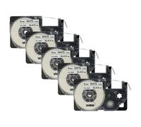 vhbw 5x Rubans remplacement pour Casio XR-9WE, XR-9WE1 pour imprimante d'étiquettes 8m x 9mm Noir sur Blanc