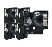 vhbw 5x Rubans remplacement pour Dymo 18051 pour imprimante d'étiquettes Noir sur Blanc, cassette de gaine thermorétractable, 6 mm