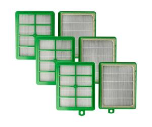 vhbw 6x filtre compatible avec AEG Electrolux AAC 6747, AAC 6748, AAC 6749, AAC 6750, AAC 6751, AAC 6752 aspirateur - filtre HEPA blanc/vert